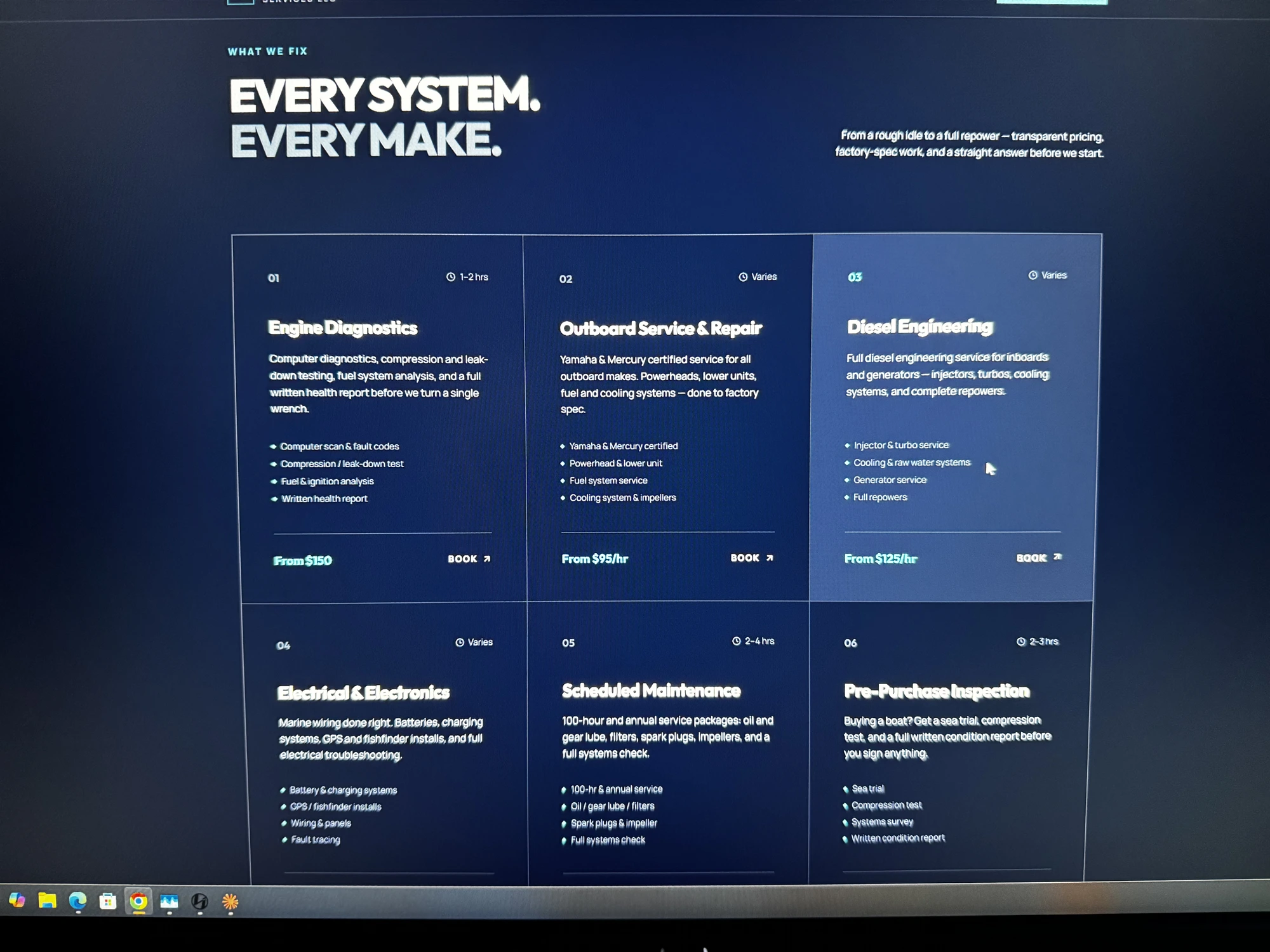 Six services, transparent starting prices